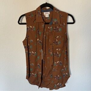 Ariat Tan Sleeveless Western Blouse XS NWT